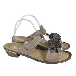 Rieker Flower Sandals Adjustable Straps Leather Slip On Brown Tan EU 40
